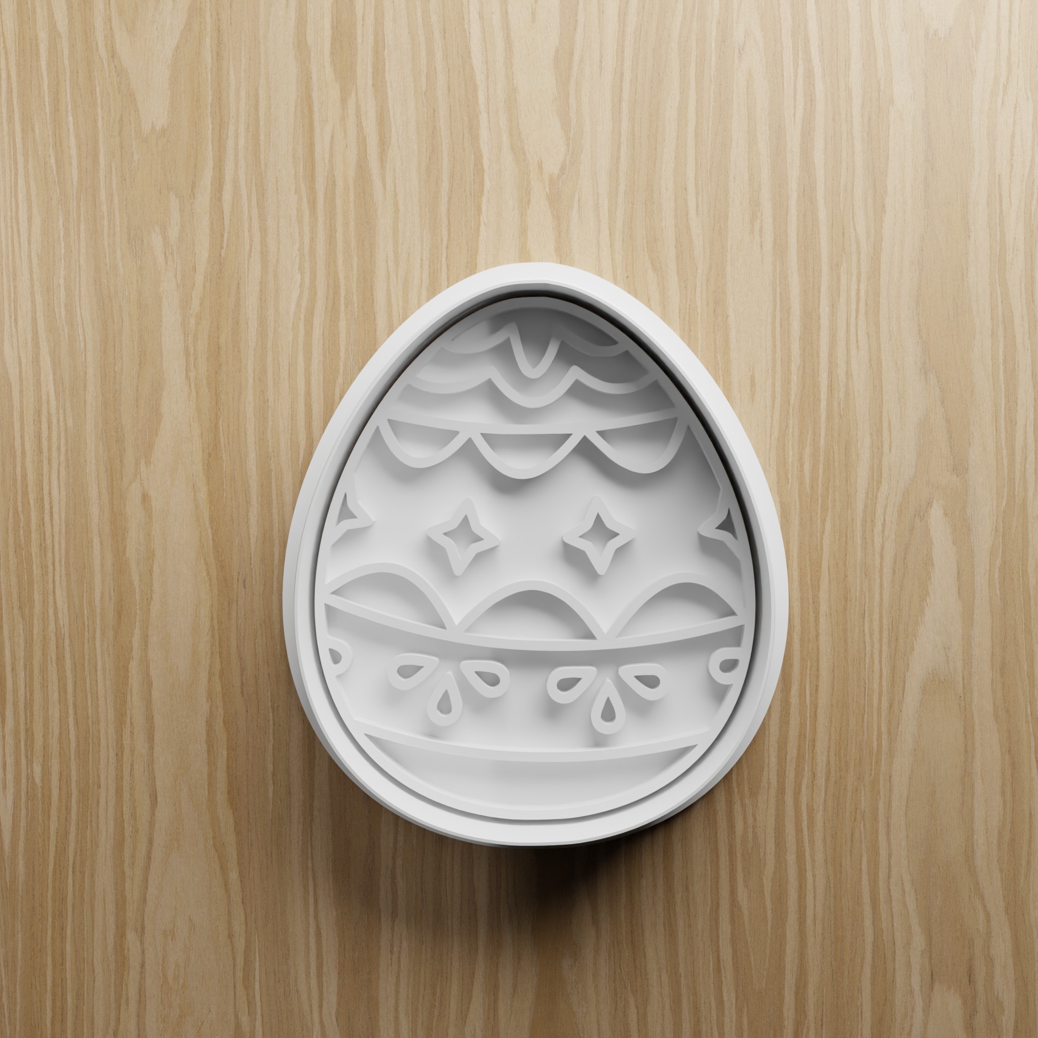 Easter Egg Cookie Cutter STL | Decorated Egg Fondant Cutter | 3D Printable Baking File
