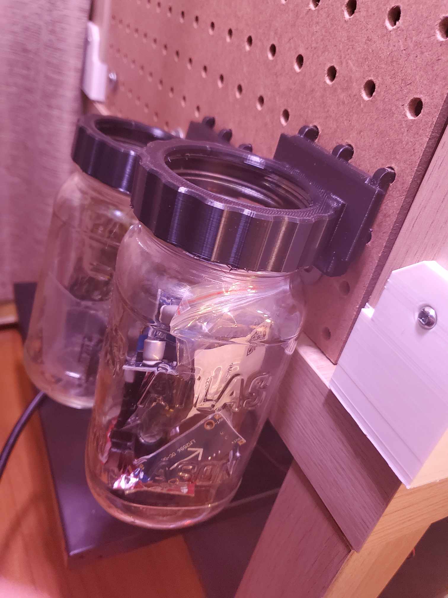 Mason jar to peg board adapter 3D model thumbnail