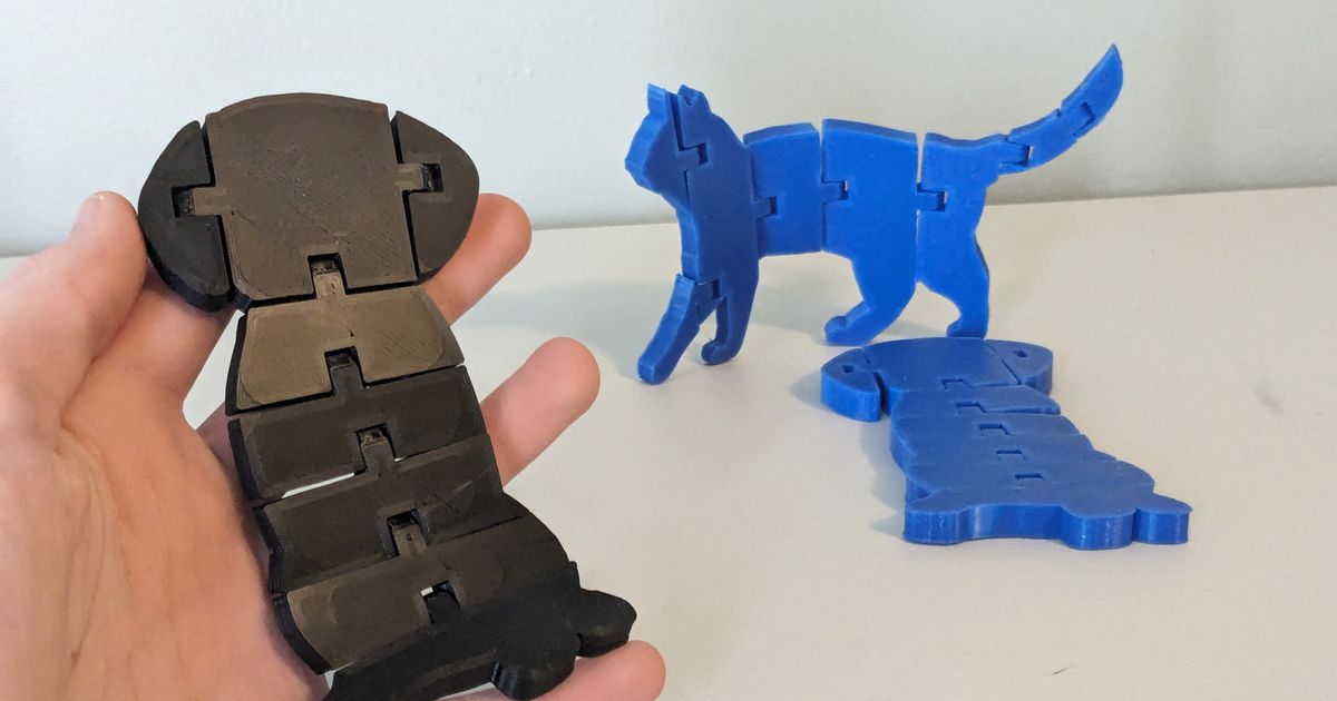 Print in Place Flexi Articulated Dog & Cat by Zammer 3D | Download free ...