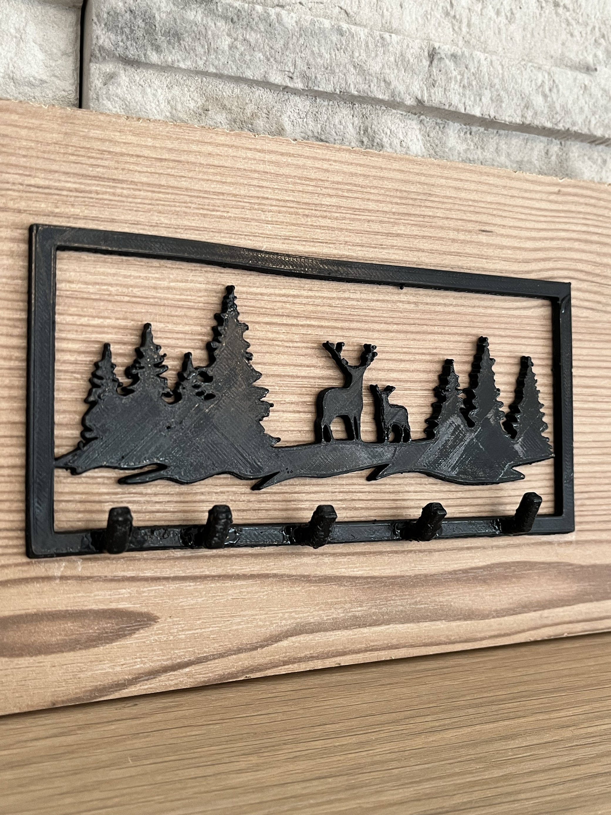 Lwenki Schlüsselhalter Wandhalterung Mit Ablage - 7 Haken, Kiefernholz, Für Schlüssel, Post & Brillen
