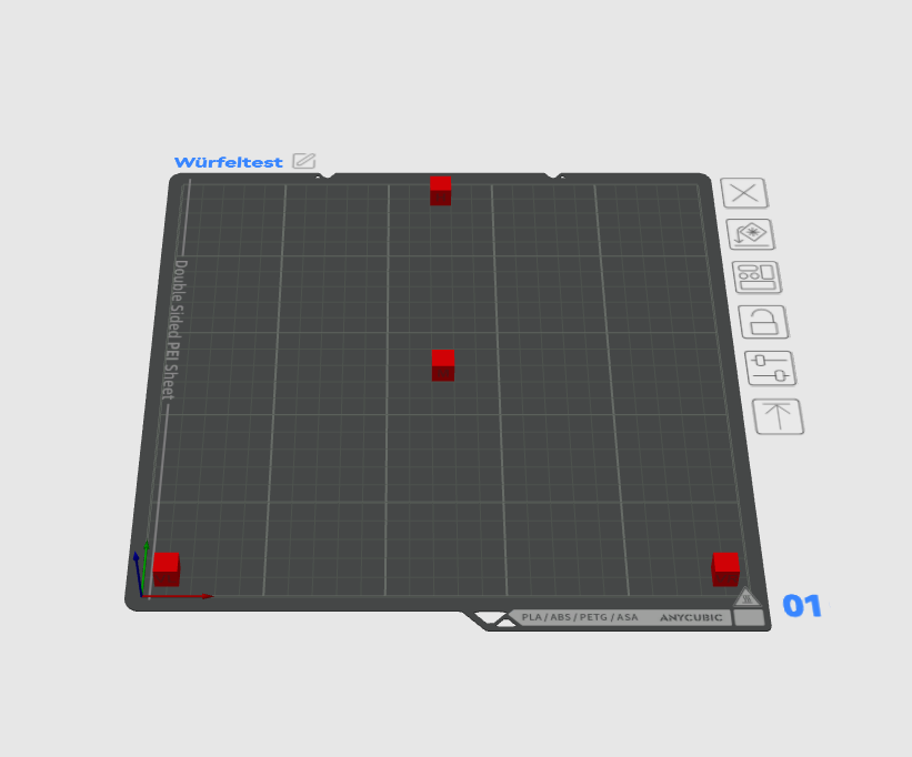 Würfeltest: einfache Anycubic Kobra S1 (Combo) Ausrichthilfe