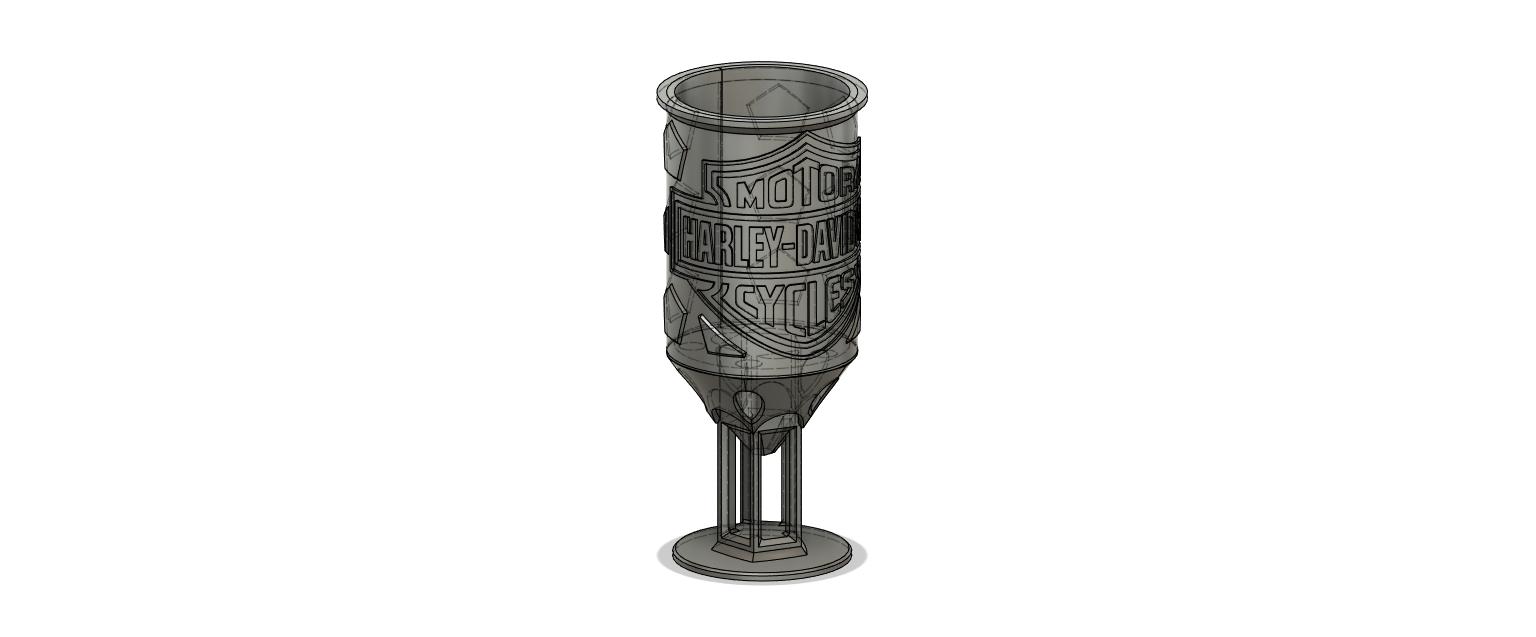 Harley beer can holder with foot