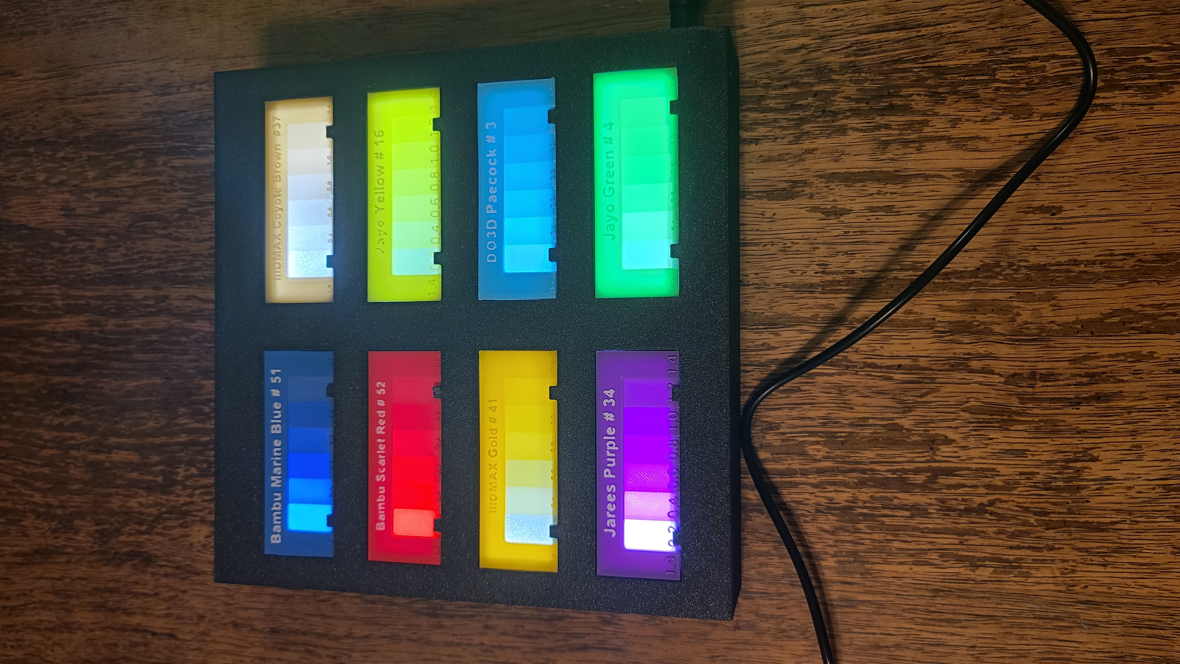 Translucent color test strip and Lightbox box