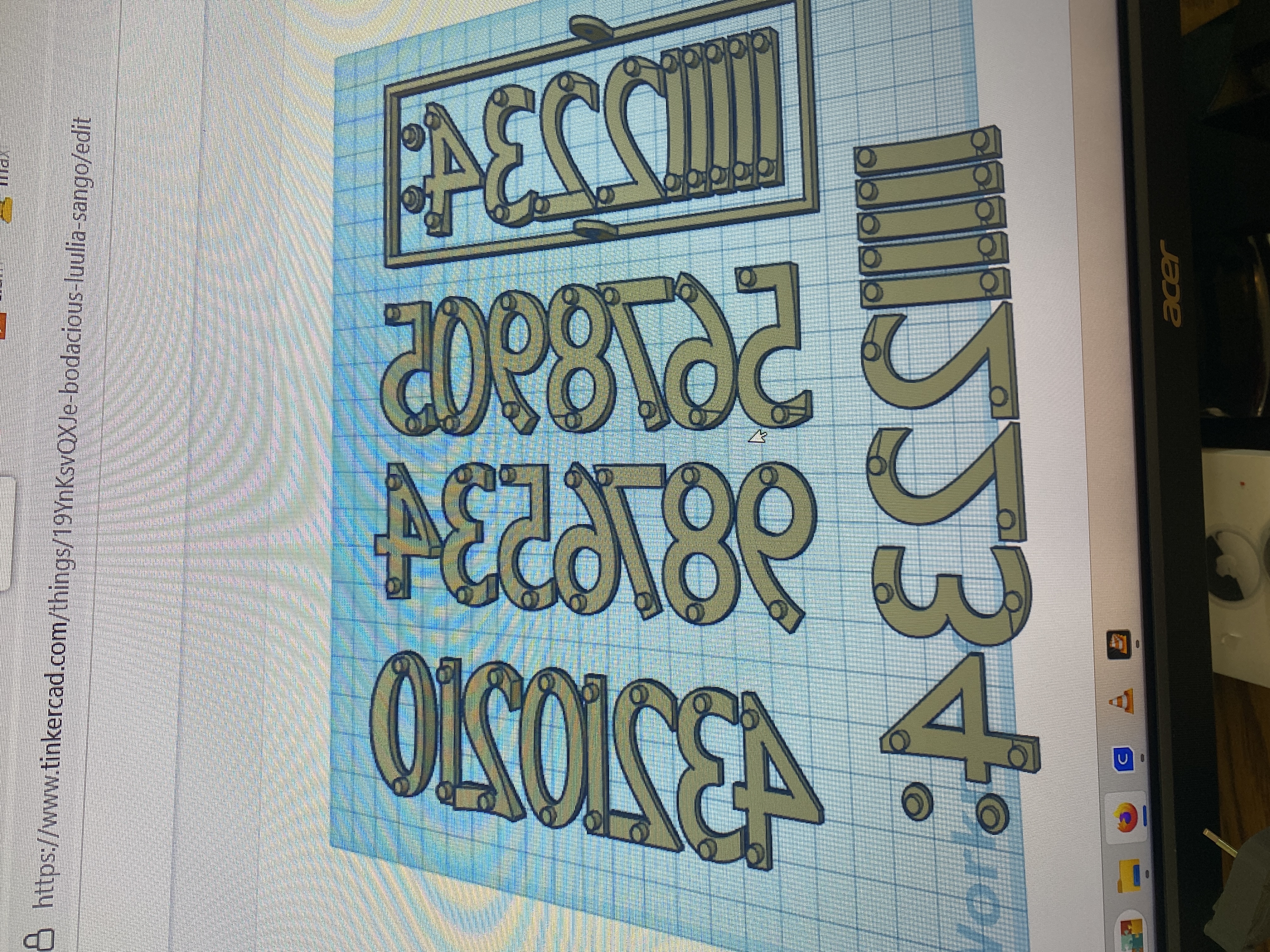Numbers plate split into 4 pieces