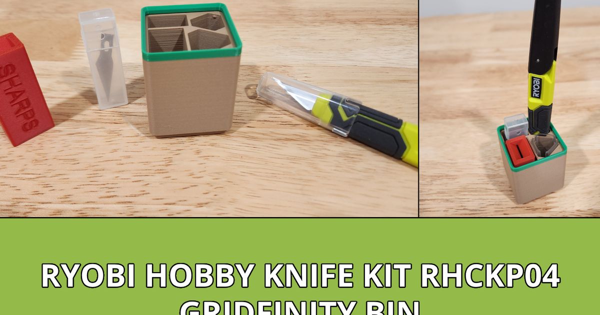 Ryobi Quick Change Hobby Knife Kit RHCKP04 Gridfinity Bin 1x1x7 by