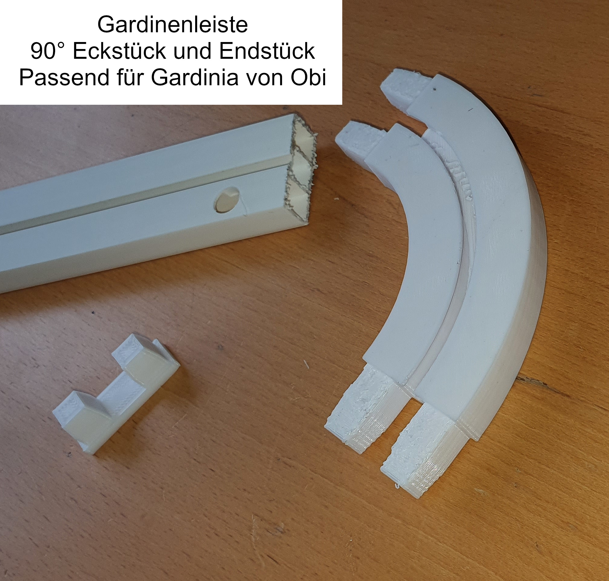 Gardine Laufschiene Eckstück Winkel 40 90 135 Grad Bogen und Endstück kompatibel für Obi Gardinenleiste Gardinia einreihig