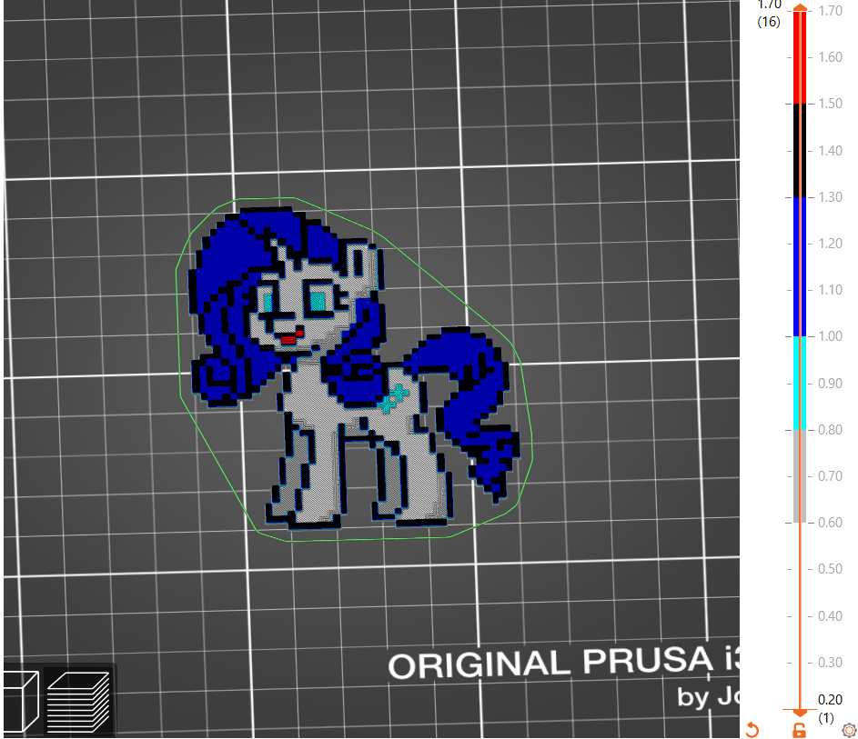 PonyTown My Little Pony Rarity  Pixelart 3D picture (no MMU)