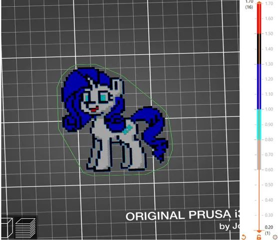 PonyTown My Little Pony Rarity  Pixelart 3D picture (no MMU)