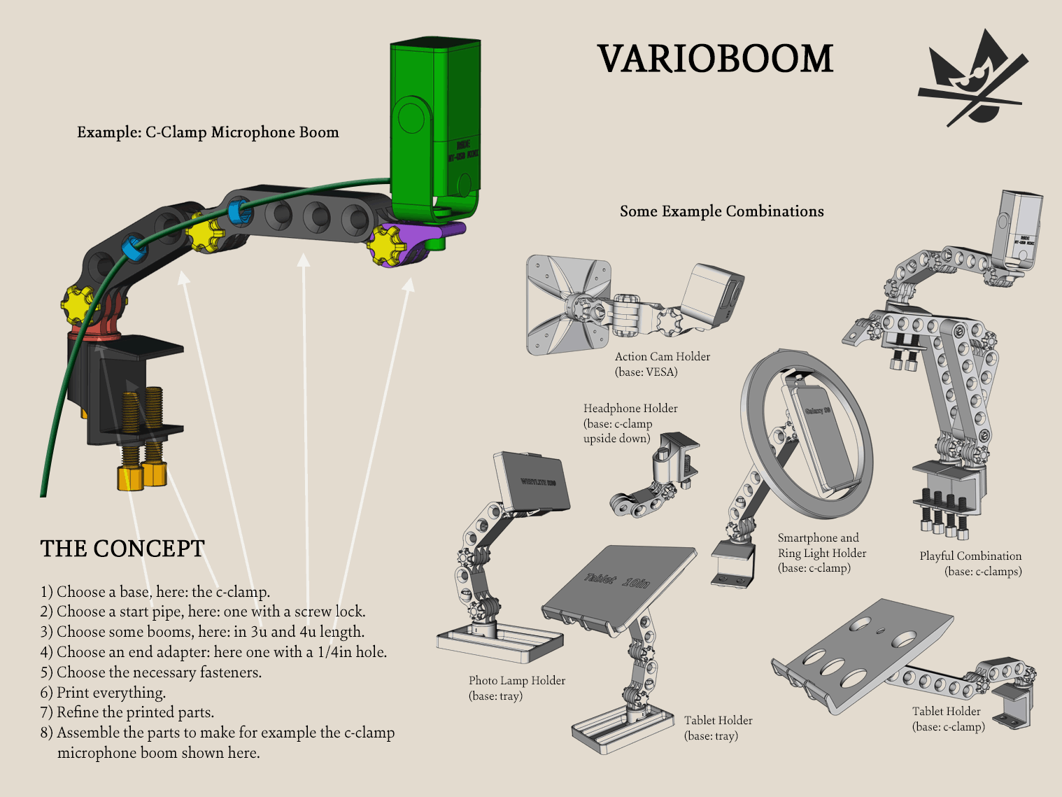 Varioboom (c-clamp mic microphone stand boom arm)