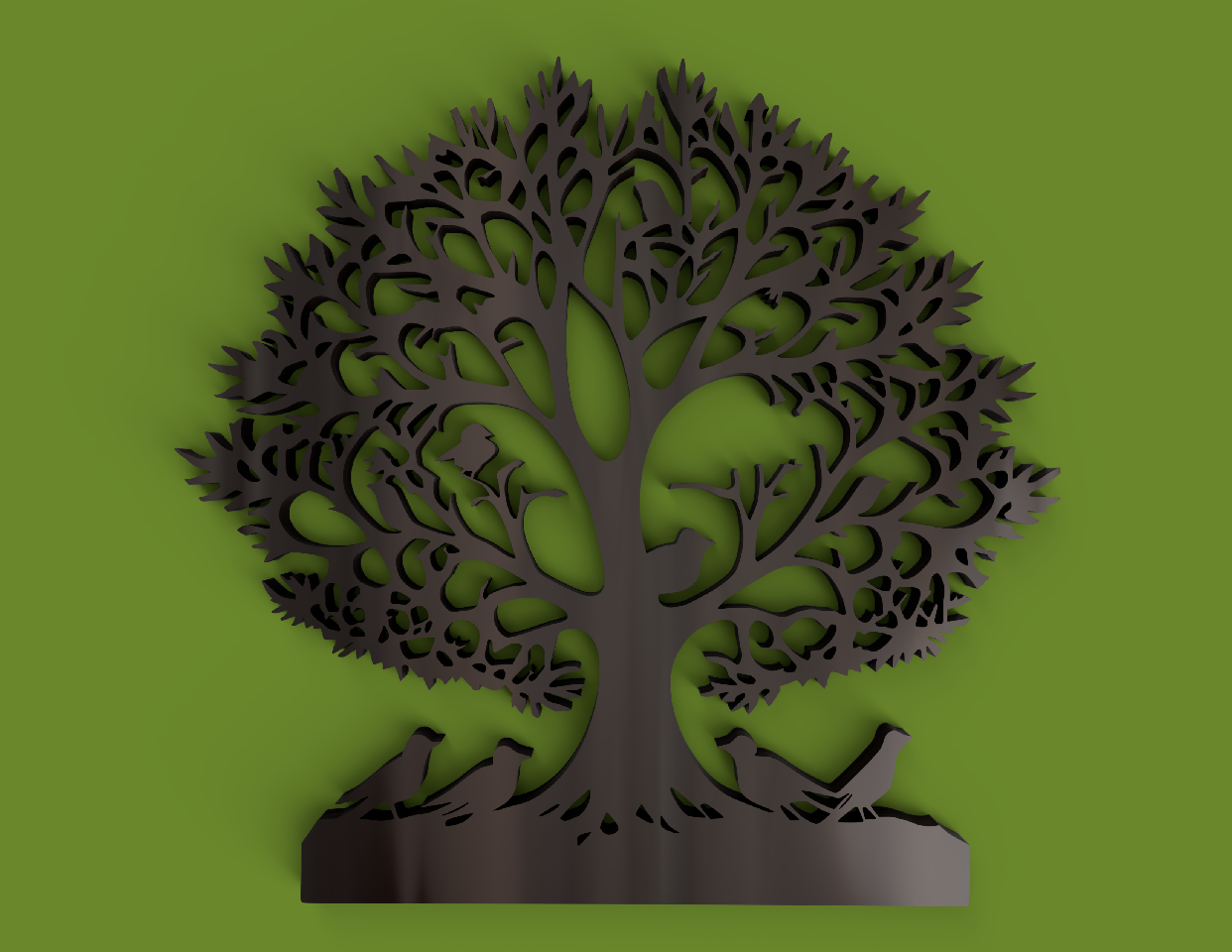 "Ağaç Üzerinde Kuşlar" 2d Duvar Dekorasyonu (Sadece Plastik Aparattır!!!)