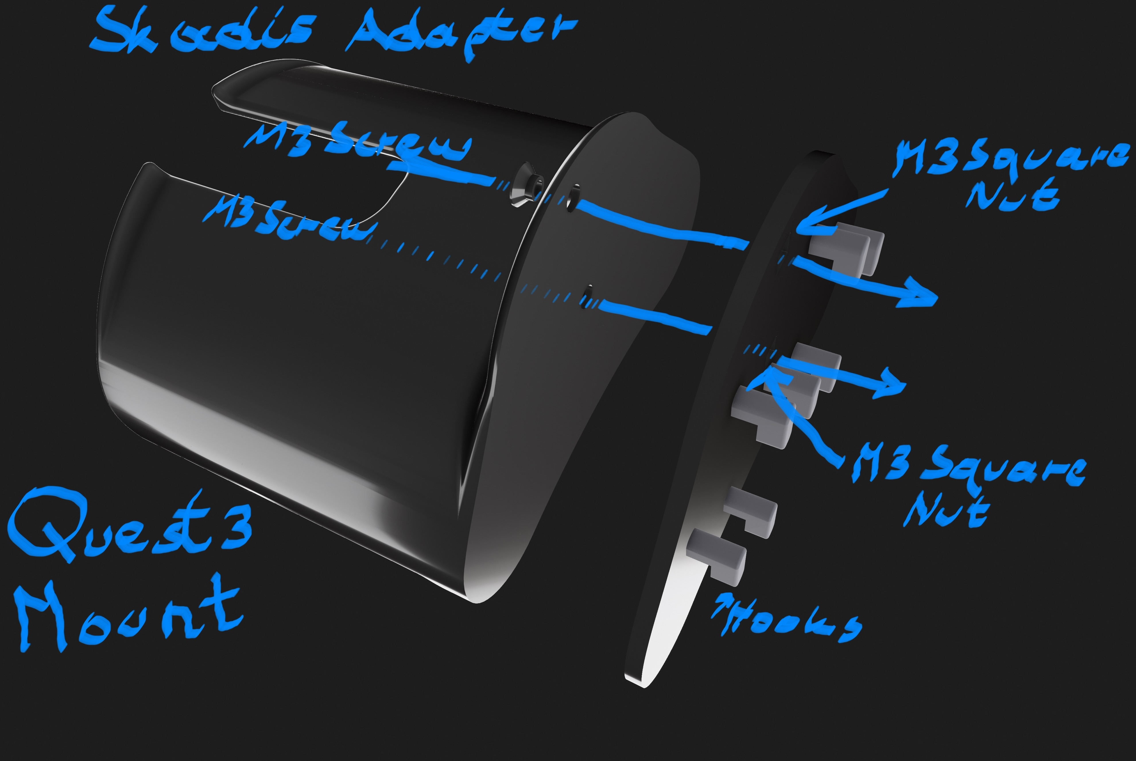 Quest 3 Headset Mount Ikea Skadis Adaptor