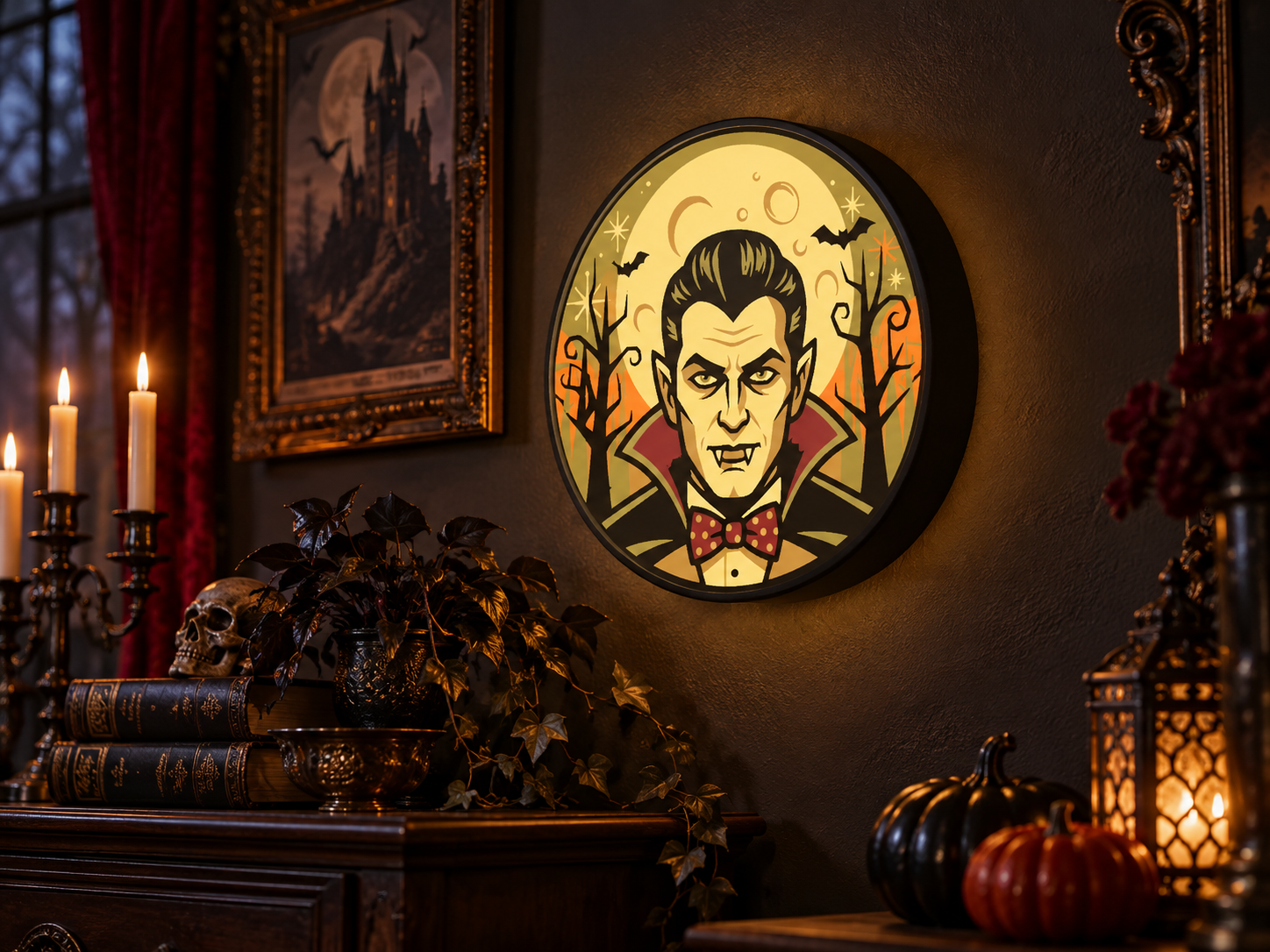 Dracula Halloween Light Box – Vampire Gothic Wall Decor