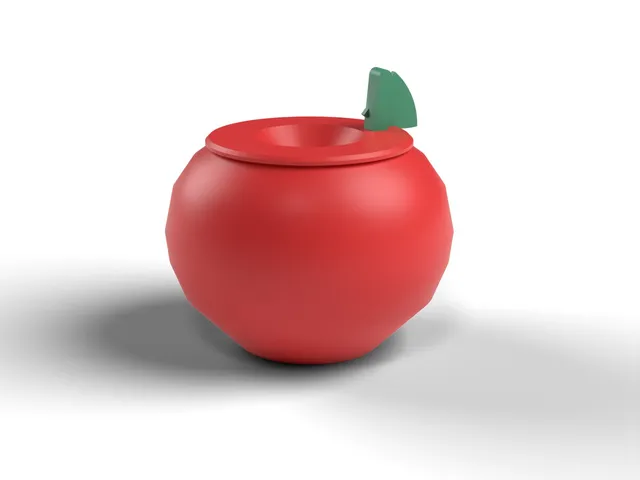 Apple Fruit Fly Trap - Funnel Lid, Stem and Leaf, No Supports (OpenSCAD)