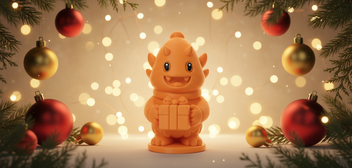 Furry Monster with Gift Box Christmas Figure