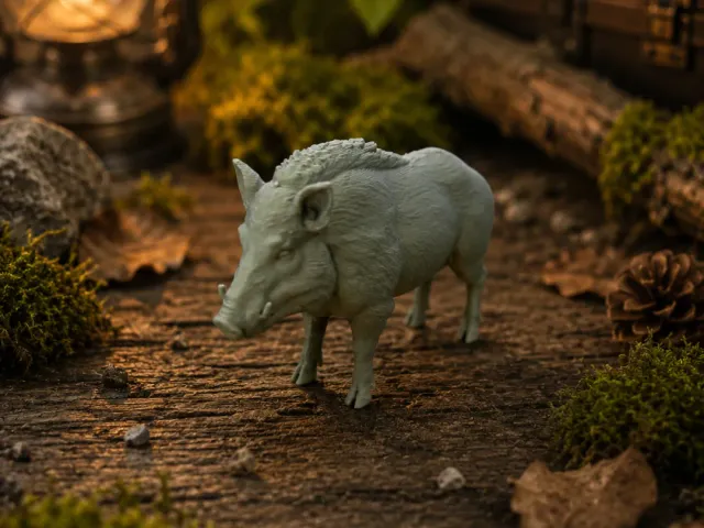 Realistic Wild Boar-Detailed 3D Print Figure