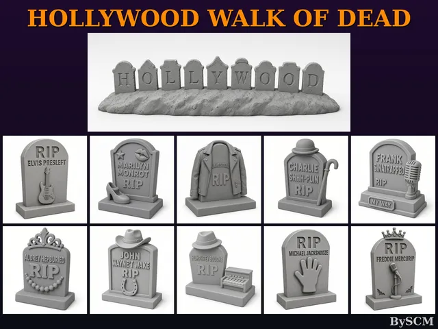Hollywood Walk of Dead - 11 Parody Halloween Gravestones Pack
