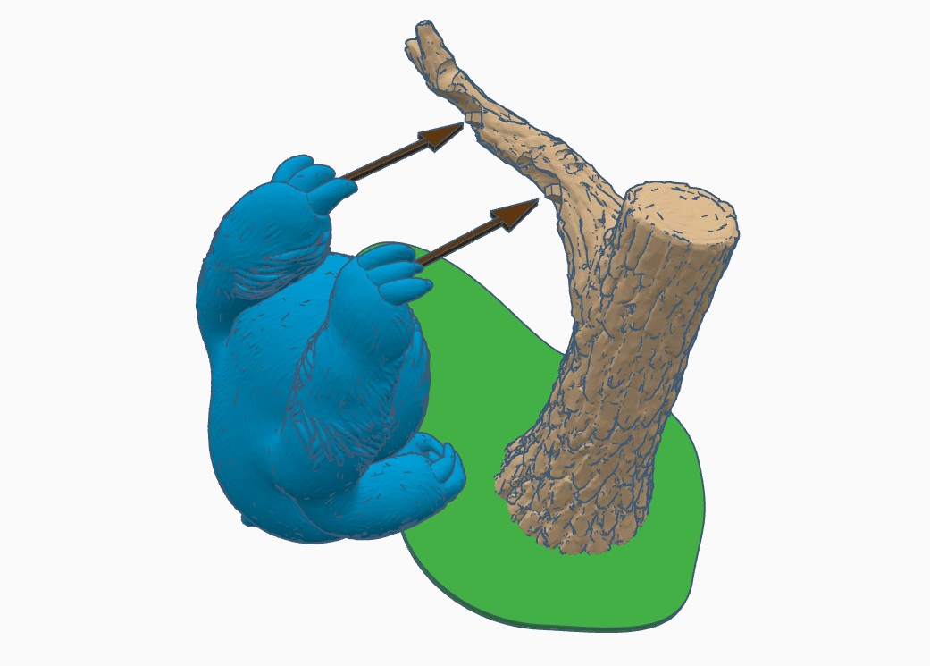 Miniatura 2 do modelo 3D sloth on a branch