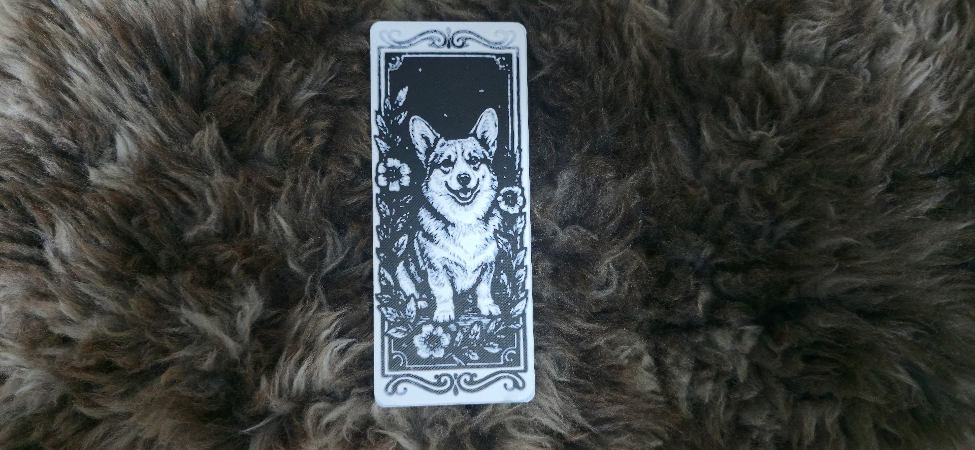 Happy Corgi Dog Floral Portrait Bookmark
