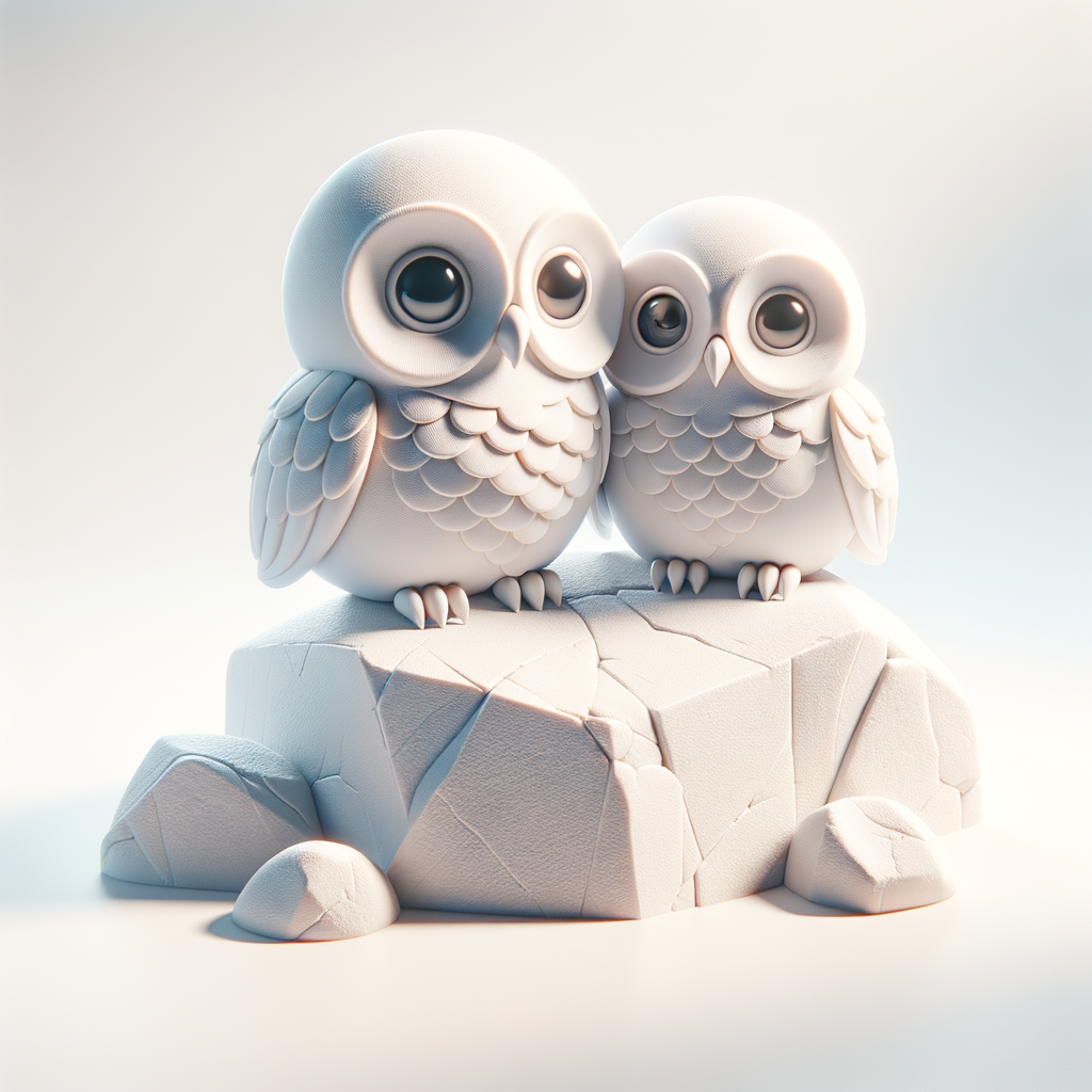 Cute owls on rock