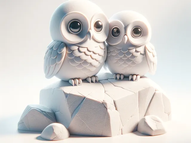 Cute owls on rock