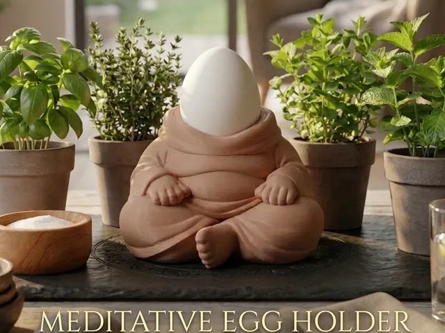 Chubby meditating monk egg cup holder - Japandi-style (only 5 gram supports)