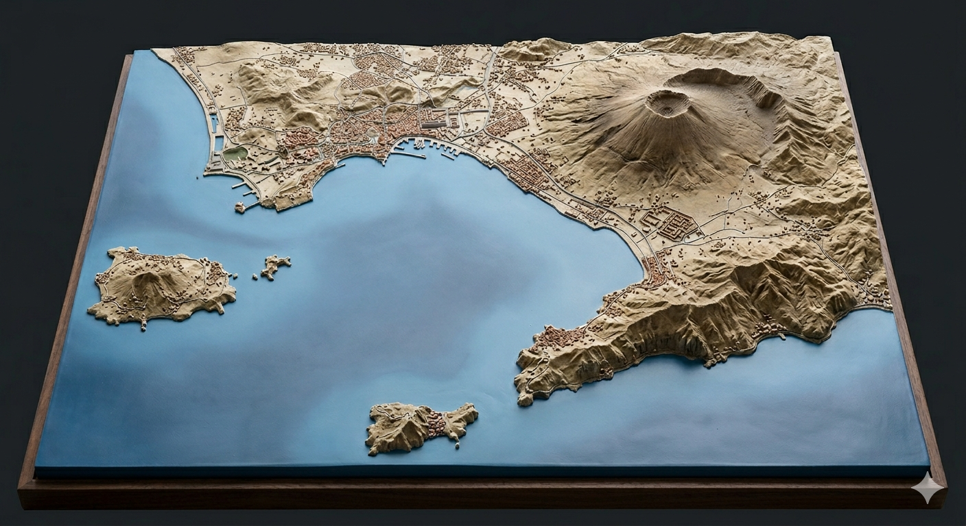 Bay of Naples Napoli 3D topographical map model Italy Vesuvius Vesuvio Pompeii Amalfi 3D model by Dazza