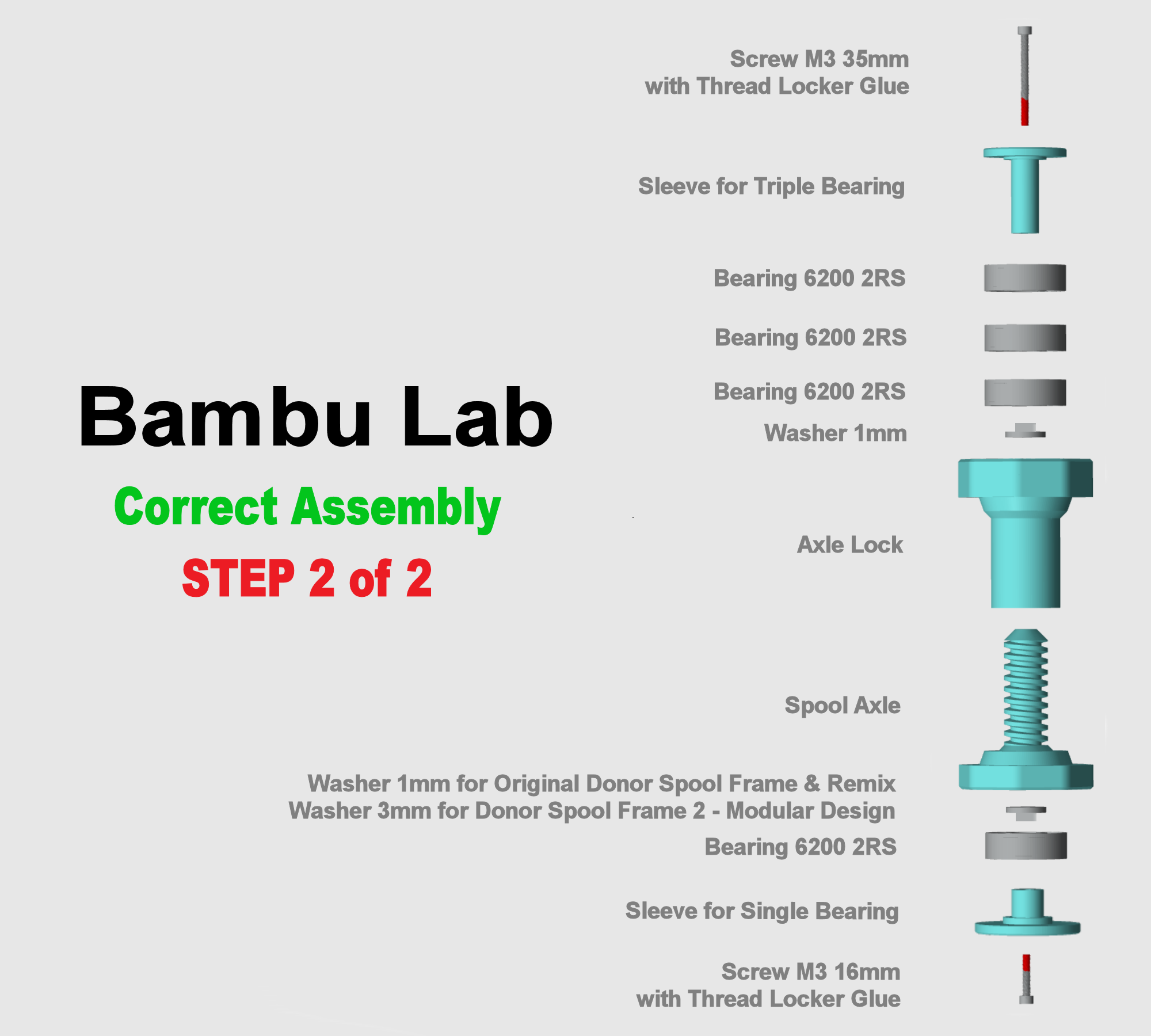 Donor Spool Holder with Bearings Modular Design for Bambu Lab