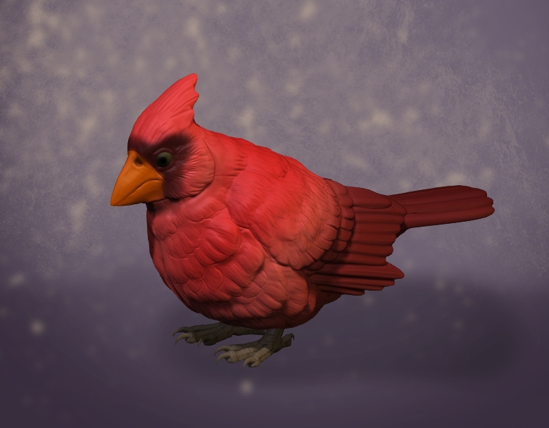 Fluffy Cardinal Statue