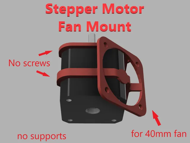 Clip'n'Cool: toolless 40mm Fan Mount / Holder for X Axis Stepper Motor of Elegoo Neptune 3 and 4 Series
