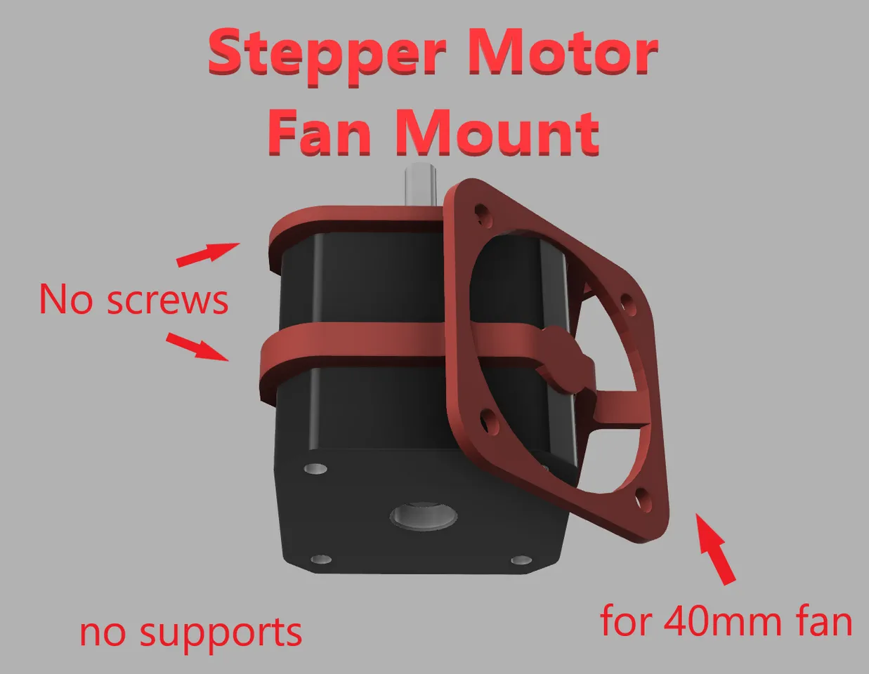 Clip'n'Cool: toolless 40mm Fan Mount / Holder for X Axis Stepper Motor ...