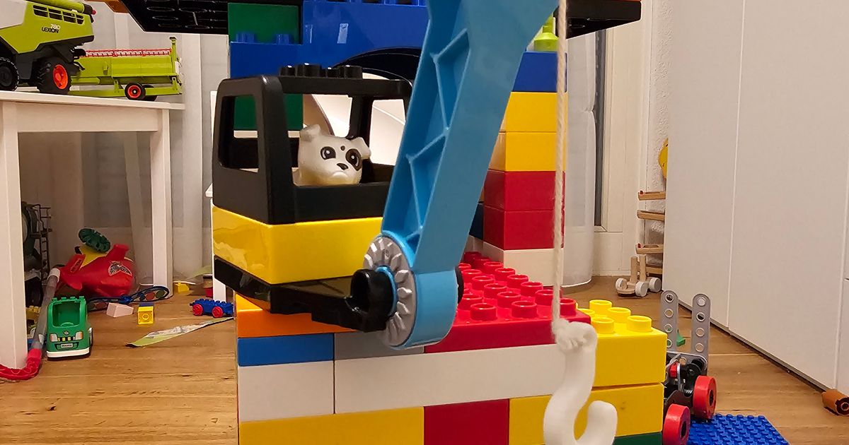 LEGO Duplo Drum + Hook for crane arm by Presswerk65, Download free STL  model