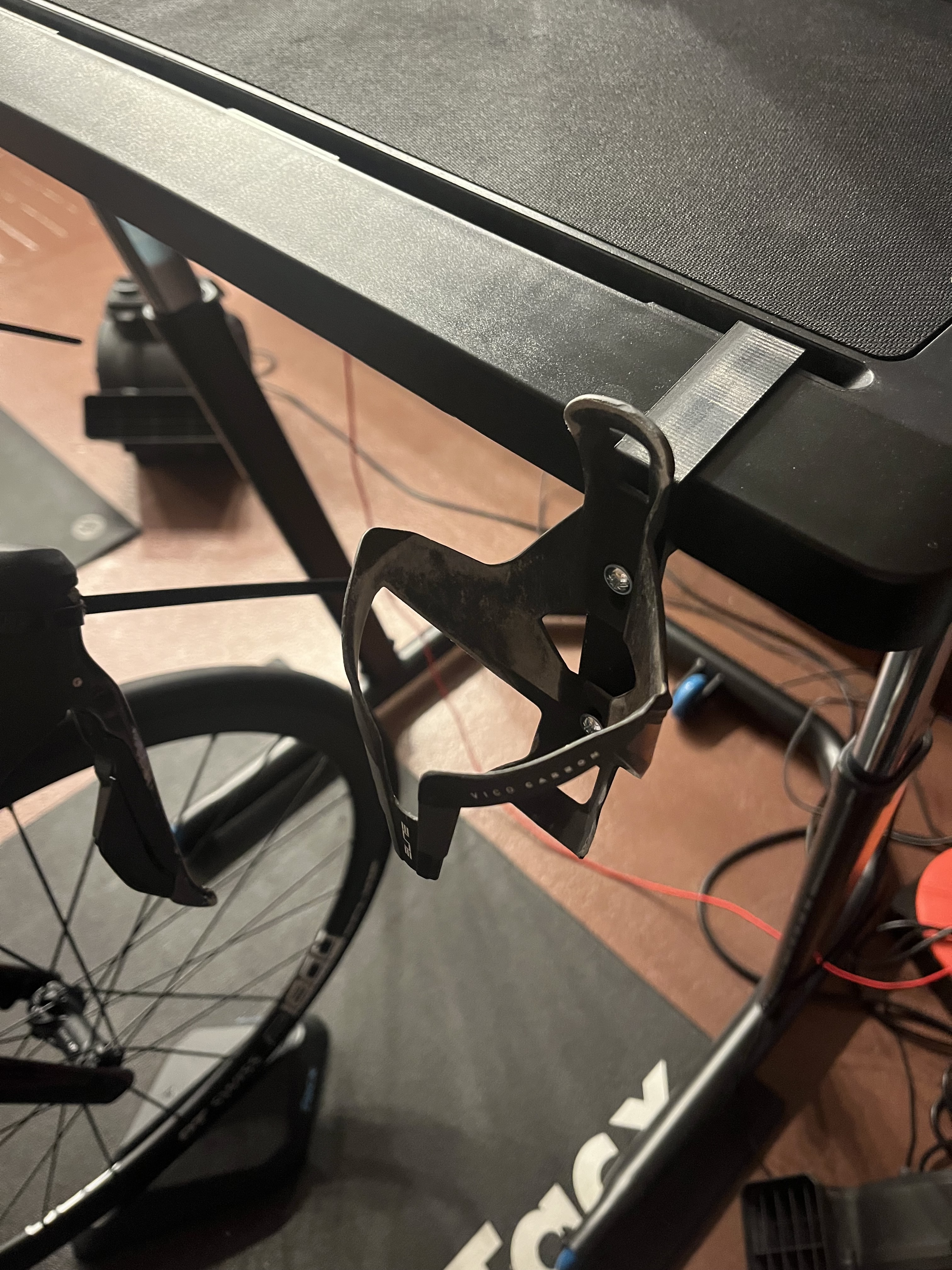 Bottle cage adapter for Wahoo KICKR Indoor Cycling Desk