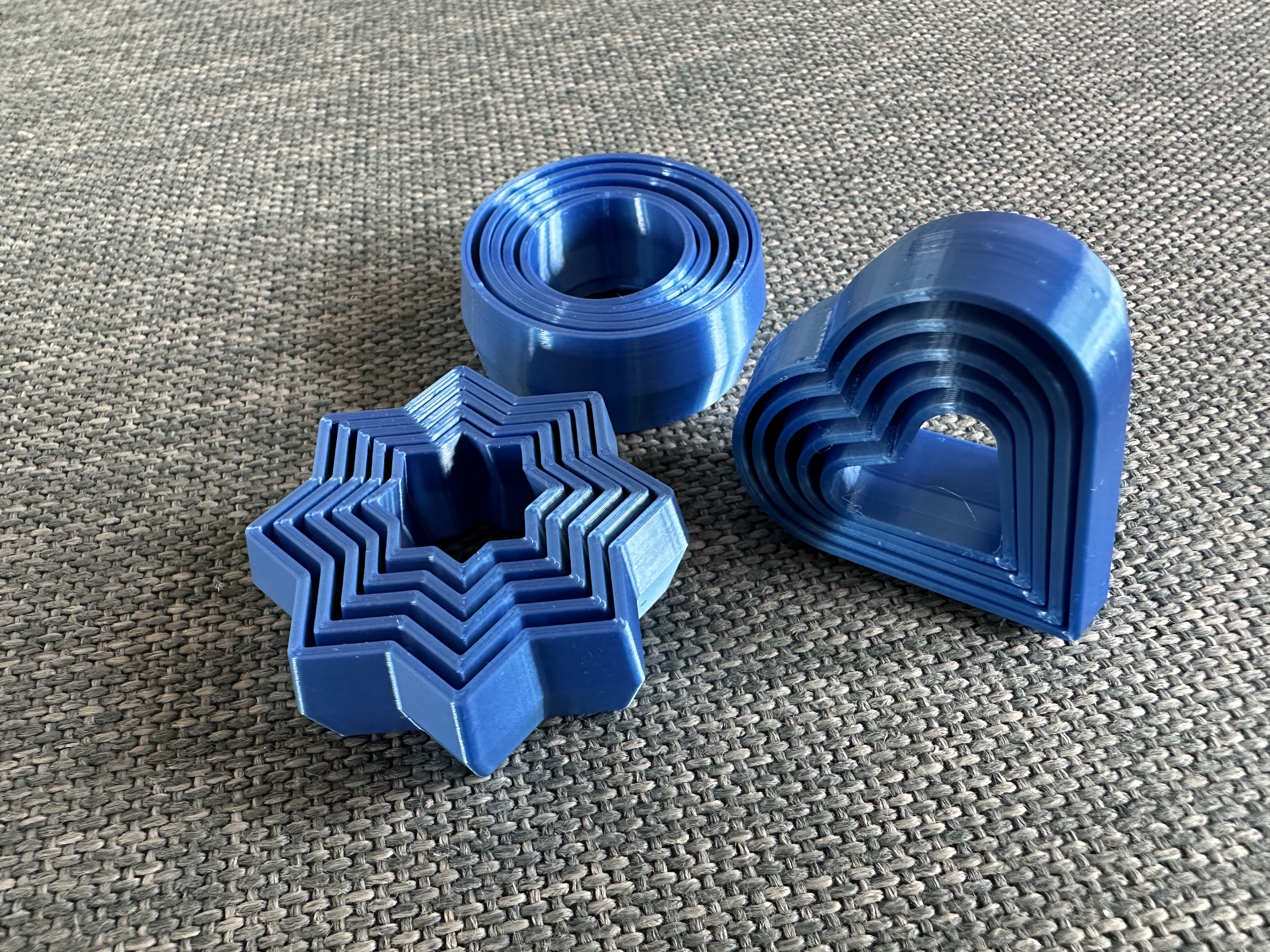 Small Nested Fidget Toy Set - 8-point Star, Heart, and Circle
