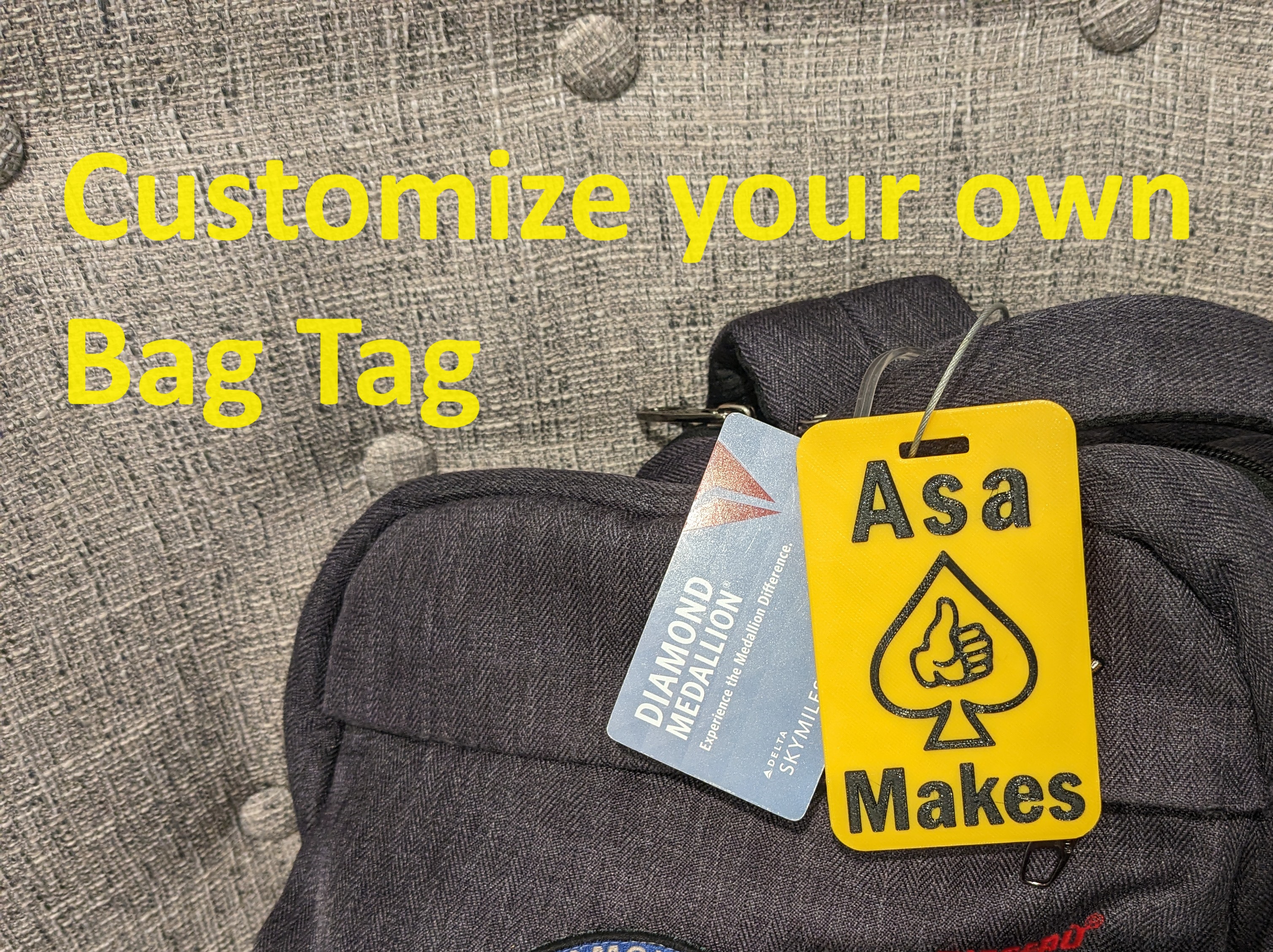 Bag Tag - Fusion360 and OpenSCAD CAD files for customization!