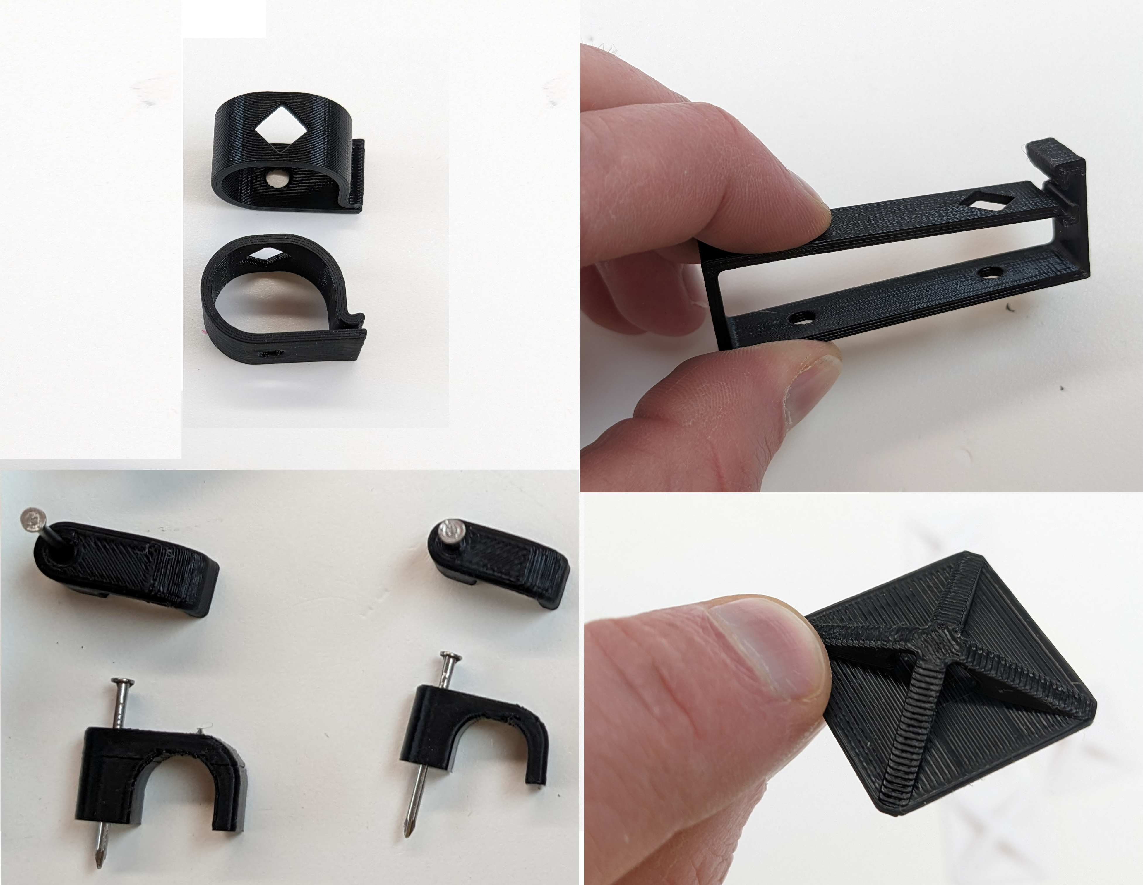 Cable Management Pack - Fusion360 Files Included (zip tie anchor, cable clip, etc)