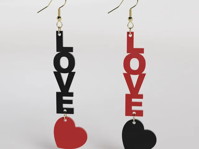 Vertical love text earring