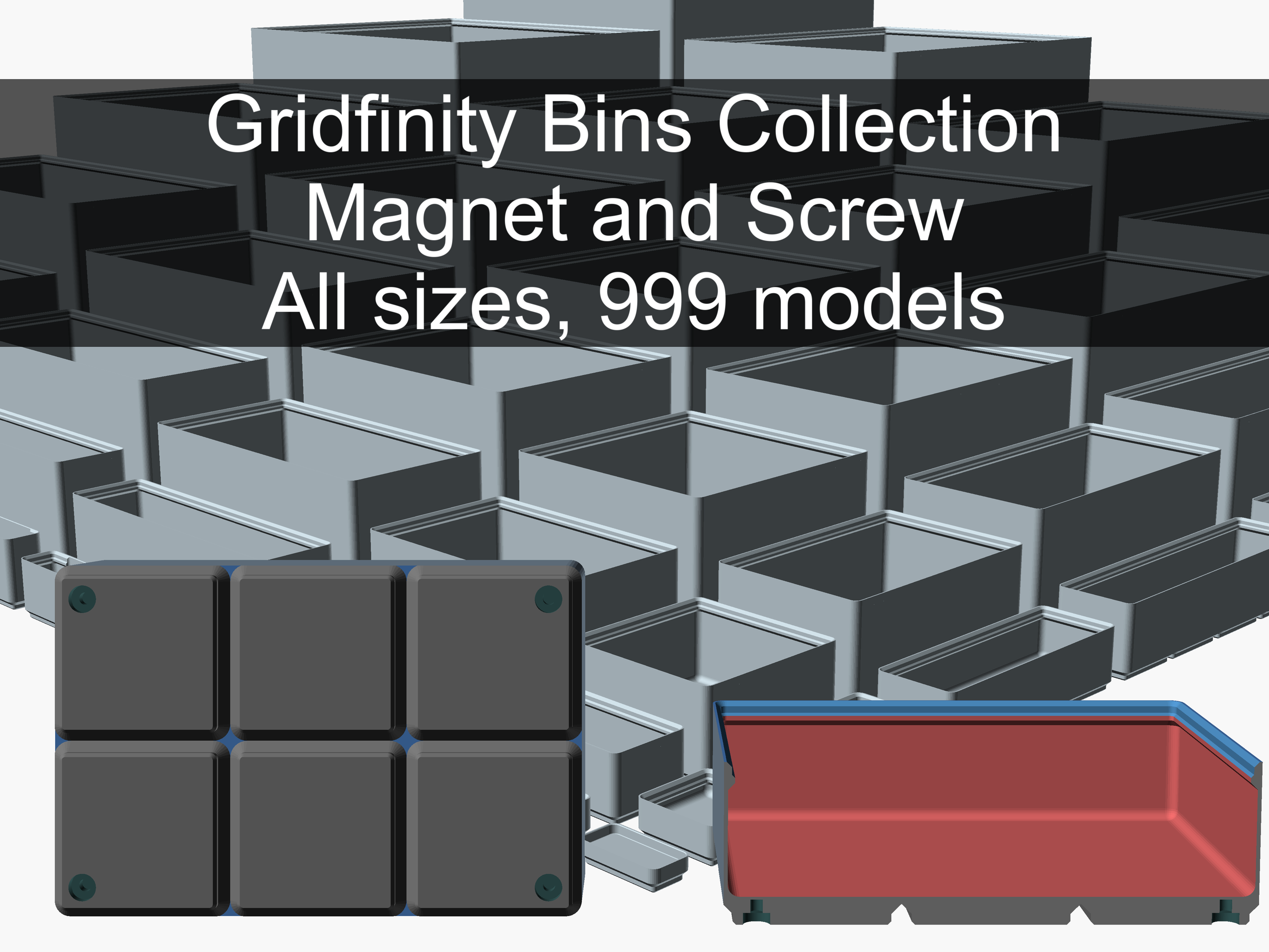 Gridfinity Collection with Magnet and Screw
