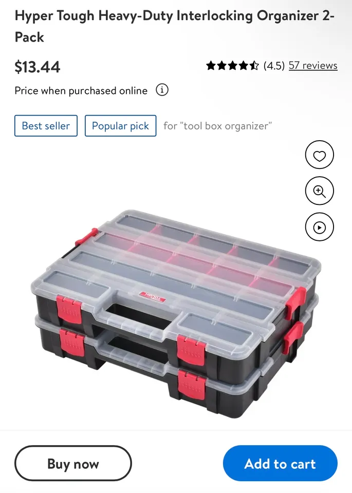 Hyper Tough Heavy-Duty Interlocking Organizer 2-Pack