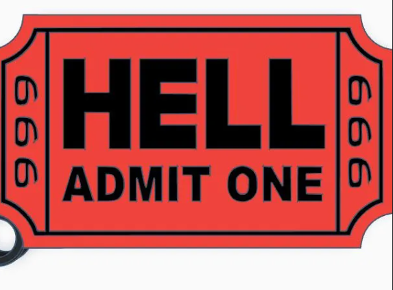 Ticket To Hell Keychain (both sides) :3
