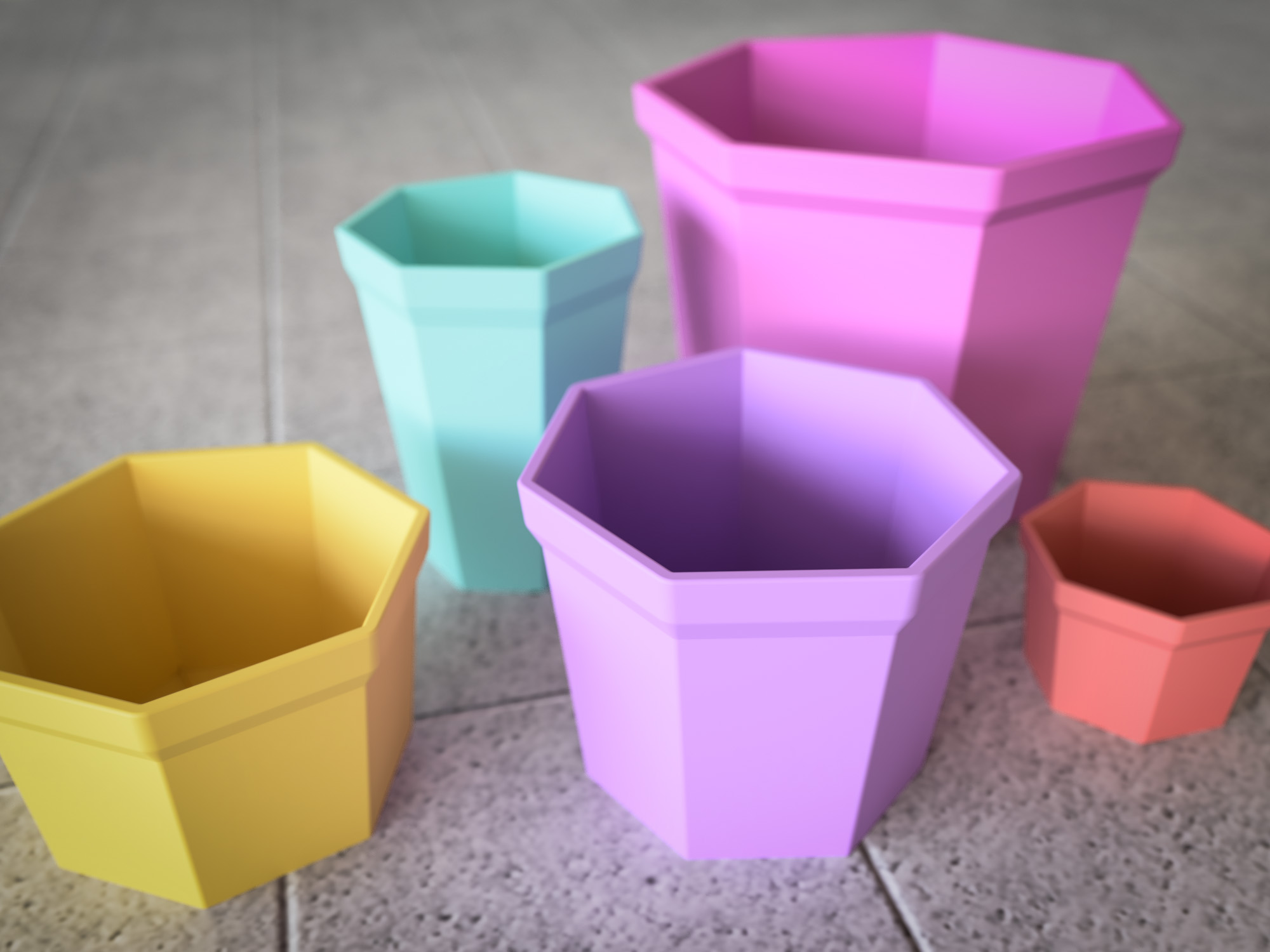 Heptagon Flower Pot in Various Sizes