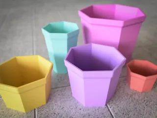 Heptagon Flower Pot in Various Sizes
