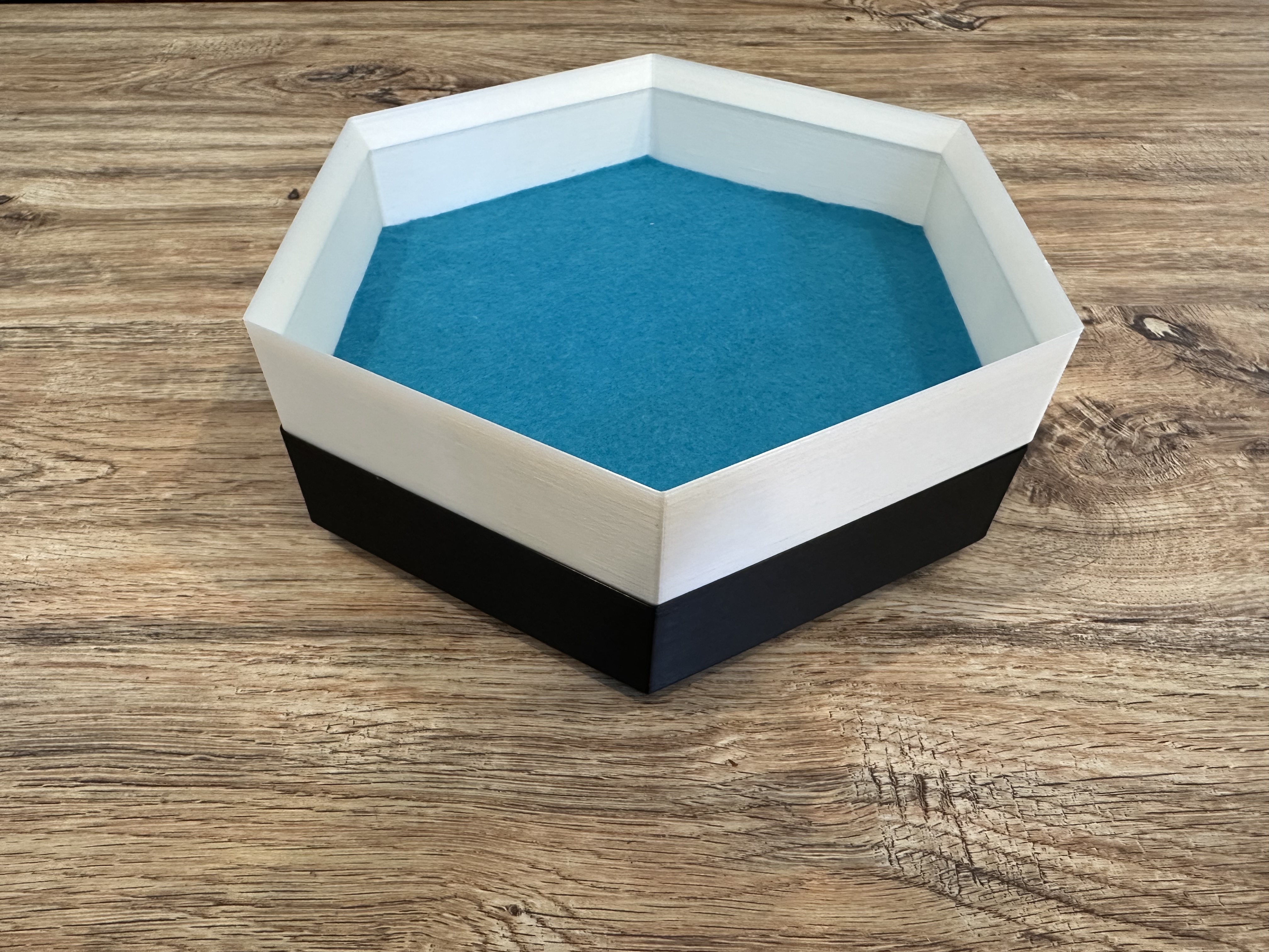 Stackable Hexagonal Dice Tray (w/ adhesive felt template)