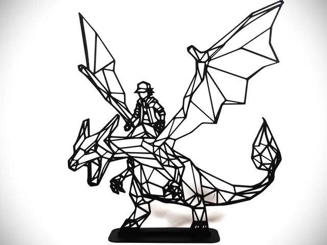Geometric Low Poly Trainer Riding Charizard