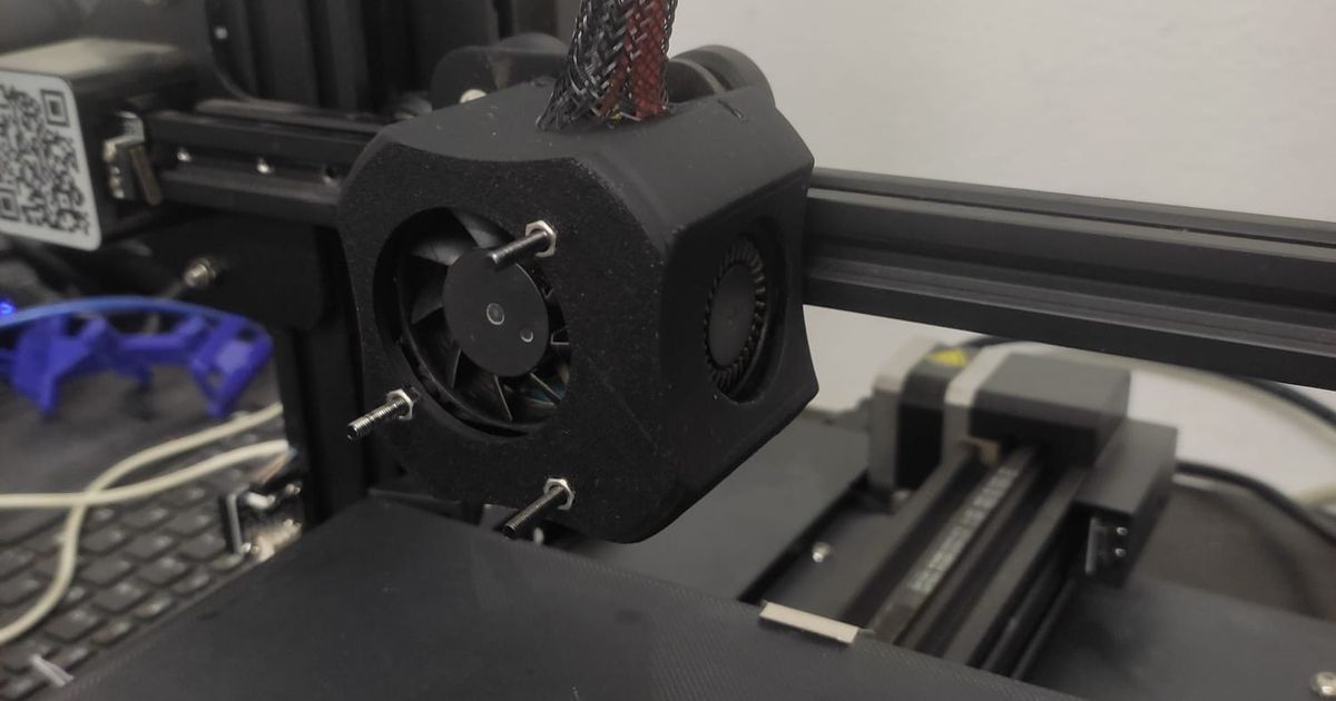 Quieter and sturdier Ender 3 V2 fan shroud by Tooner.it Download free
