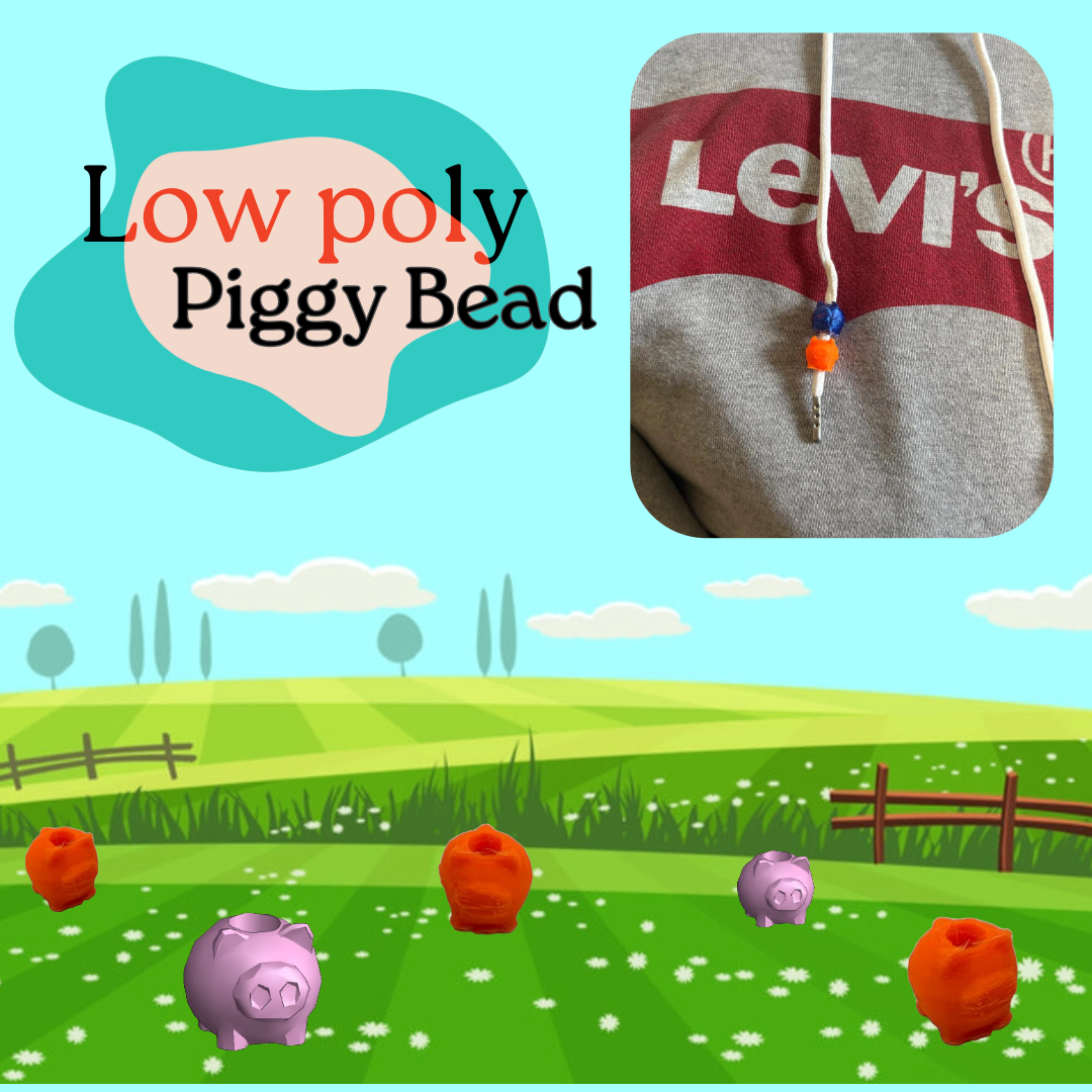 low Poly piggy bead