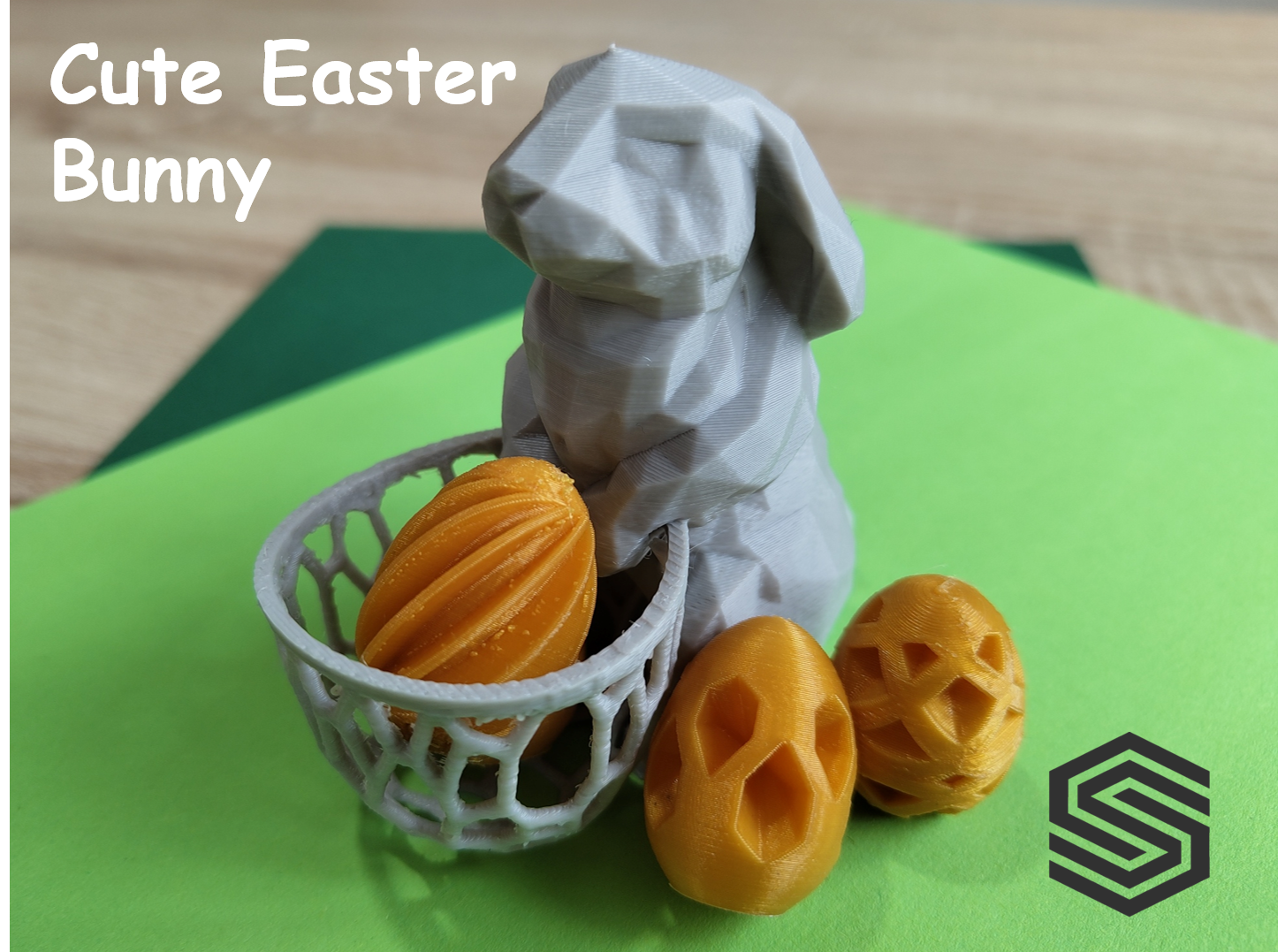 Easter Bunny / Cute Bunny with Voronoi Basket | Low Poly