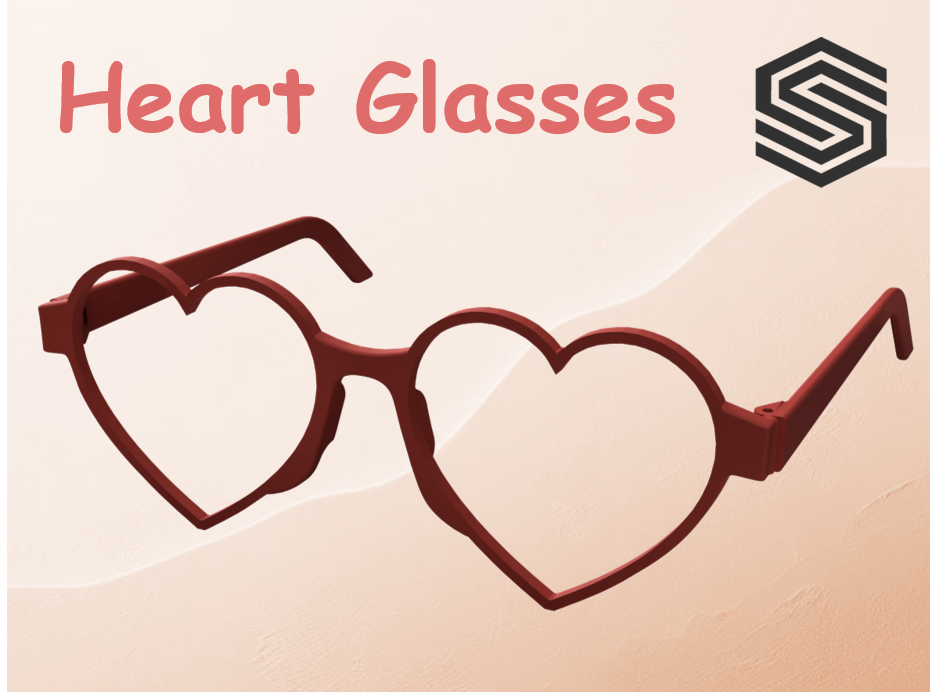 Valentines Heart Glasses 3D model thumbnail