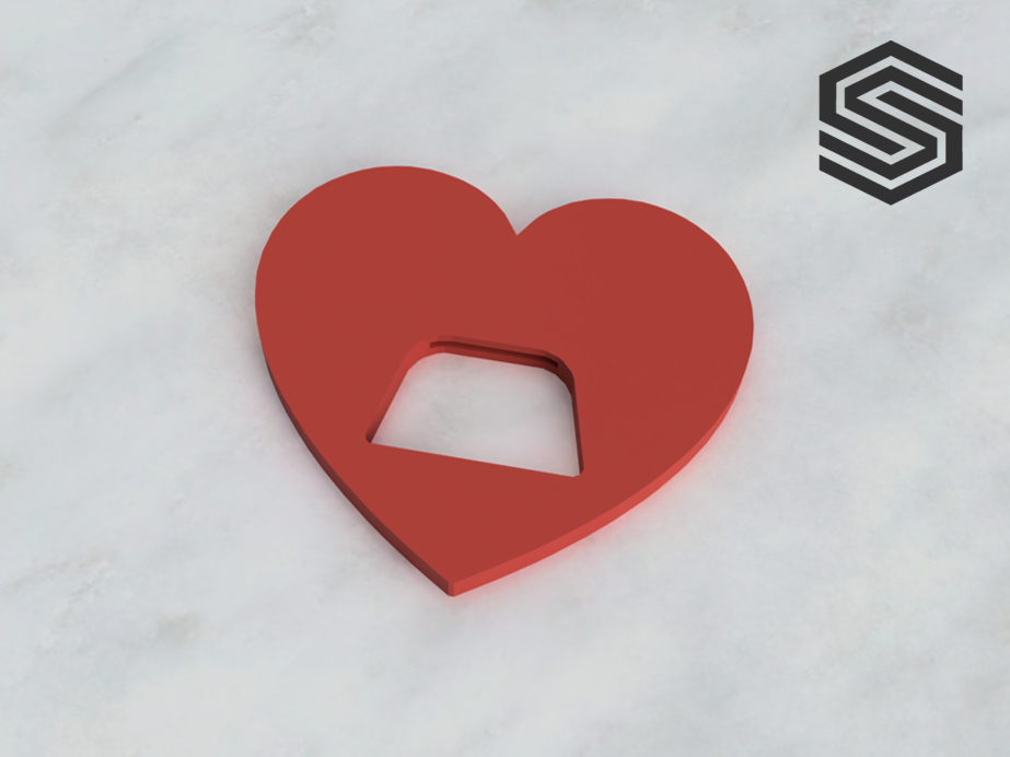 Heart Bottle Opener 3D model thumbnail
