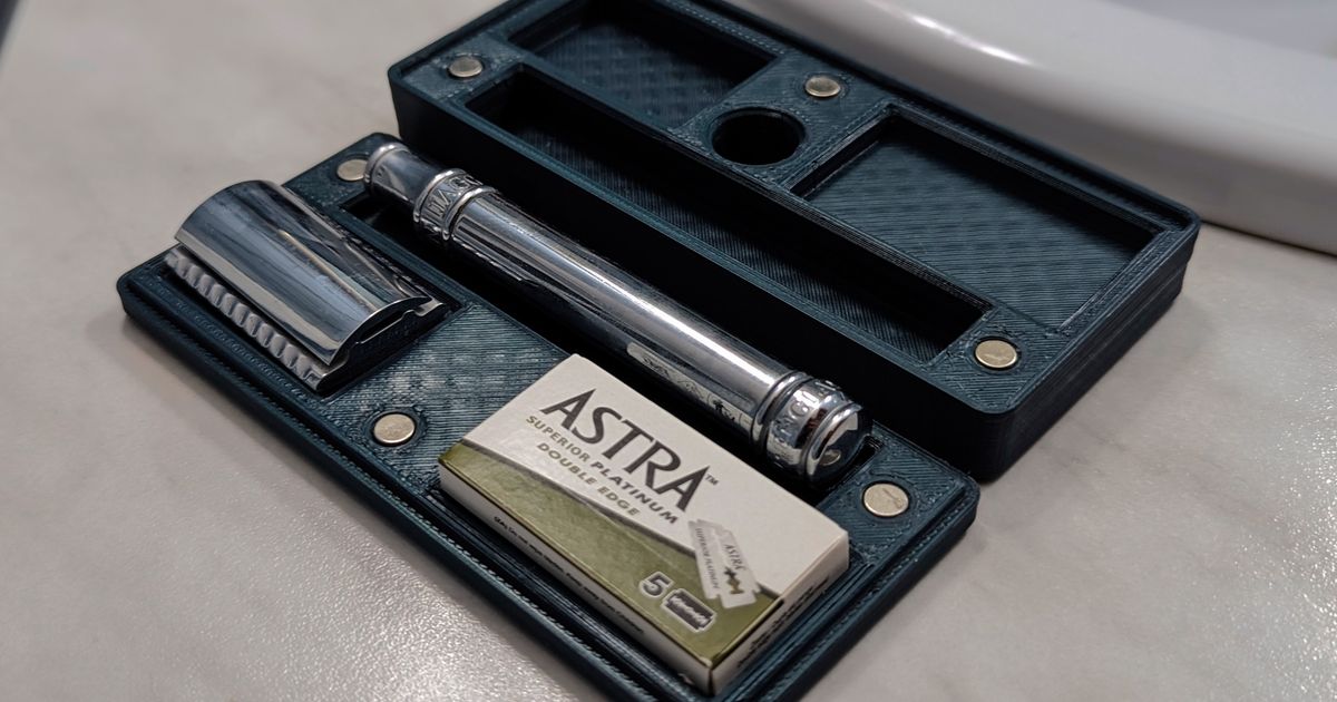 Safety razor travel case with builtin stand by JGR Download free STL