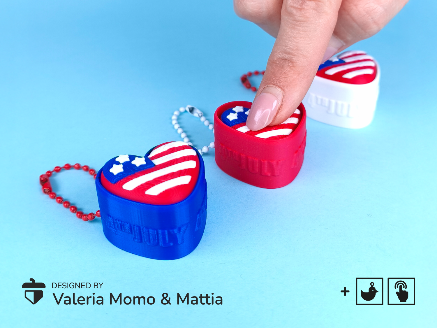 USA Heart Clicker Keychain – 4th of July Edition, Clicky Toy